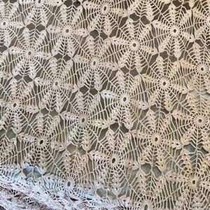 Huge Panel Antique Hand Crocheted Lace Shawl Curtain Drape etc.